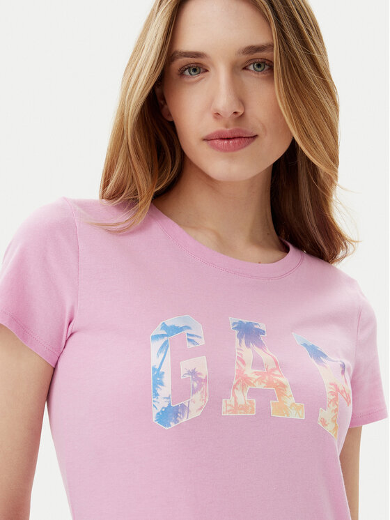 Gap Gap Majica 776775-06 Roza Regular Fit