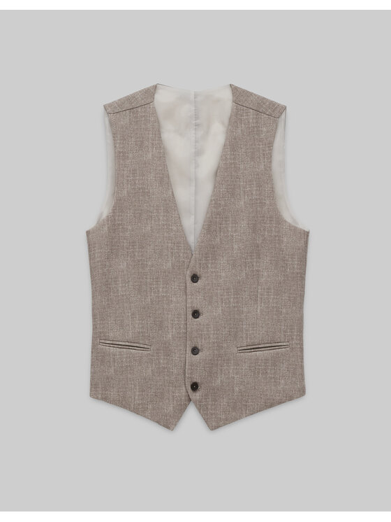 Borgio Borgio Kamizelka garniturowa kamizelka_genola_bz Beżowy Slim Fit