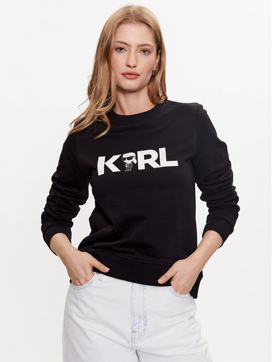 KARL LAGERFELD Bluză Ikonik 2.0 Karl Logo 230W1804 Negru Regular Fit 2.0 imagine noua