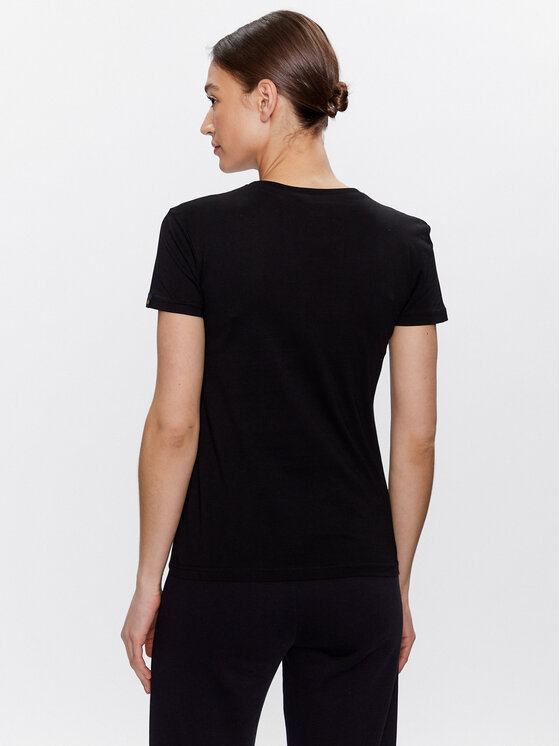 Alpha Industries Damen Crystal T-Shirt – Regular Fit Mit Kristallperlen-Logo, Kurzärmlig