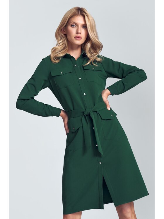 FIGL FIGL Sukienka M706 Zielony Regular Fit