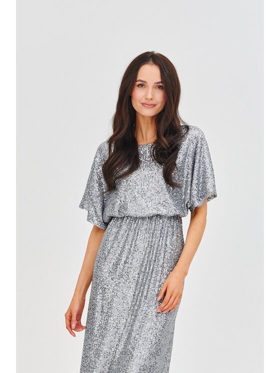 NAOKO NAOKO Večerné šaty Starlight Strieborná Regular Fit
