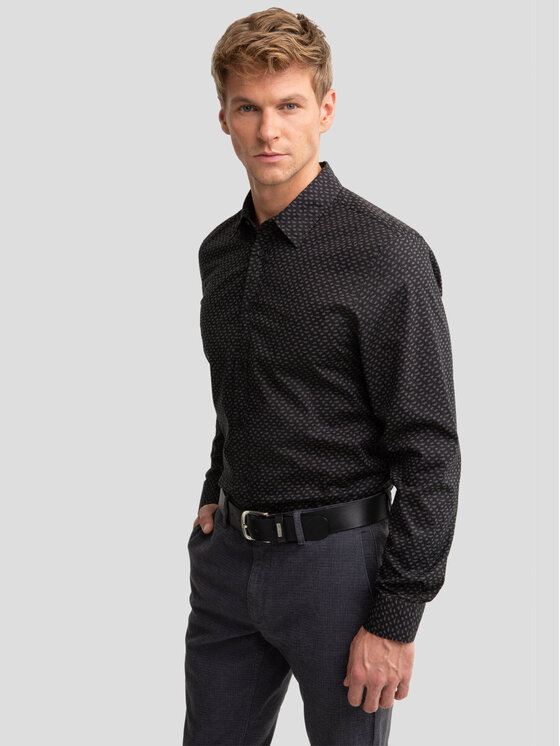 BIG STAR BIG STAR Koszula GUBERN_906_140 Czarny Slim Fit