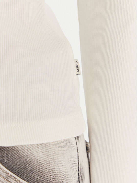Guess Jeans Guess Jeans Blúz W6RP24 KA0H1 Ekru Slim Fit