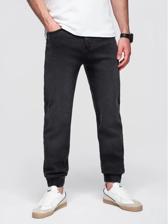 Ombre Ombre Jeansy OM-PADJ-0265 Czarny Jogger Fit