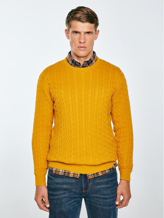 BIG STAR BIG STAR Sweter AMARIS Żółty Basic Fit