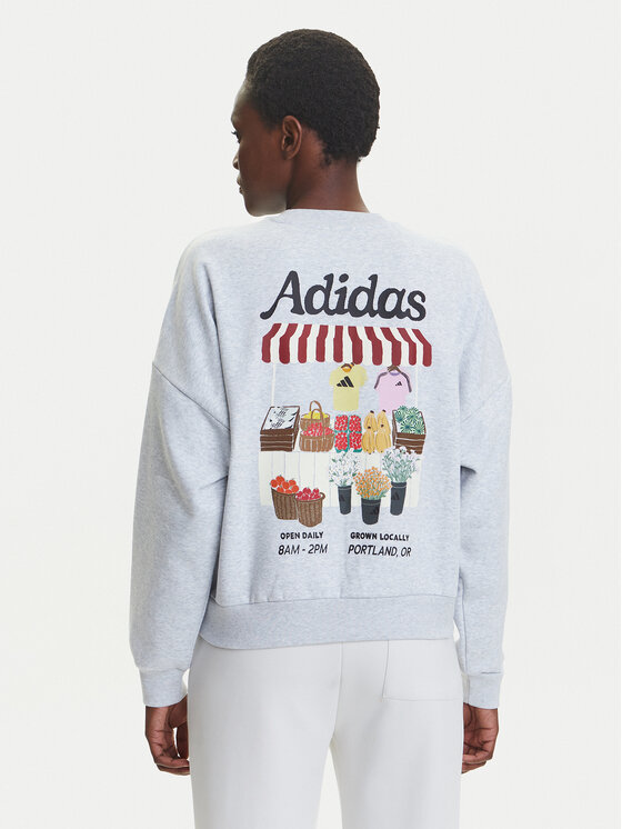 adidas adidas Bluza Farmers Market Graphic JM4210 Szary Loose Fit