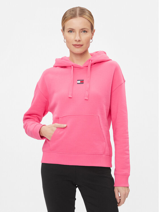 Női Pulóver Tommy Jeans, Méret: M, Rózsaszín, Badge DW0DW17326