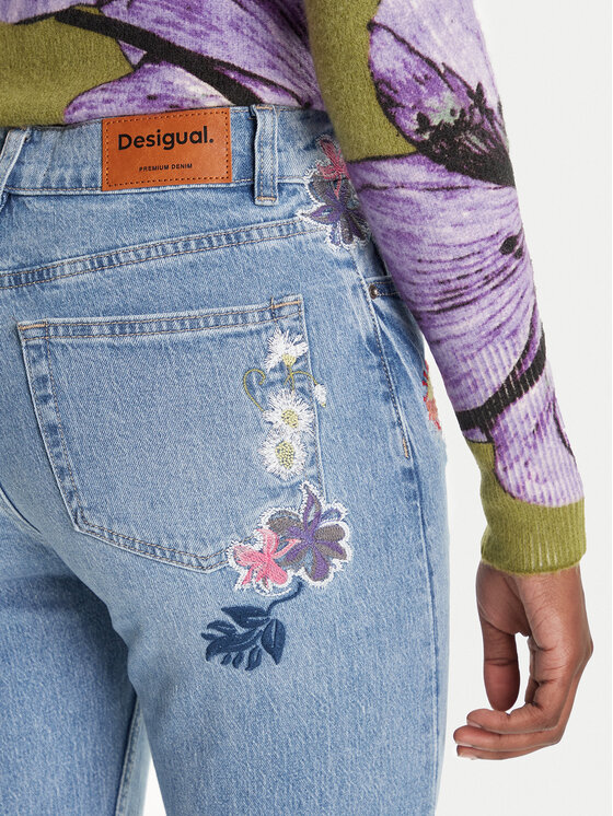 Desigual Desigual Blugi Sunflower 25WWDD23 Albastru Straight Fit