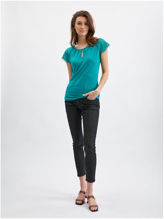 Orsay Orsay T-Shirt 102092852000__M Turkusowy Regular Fit