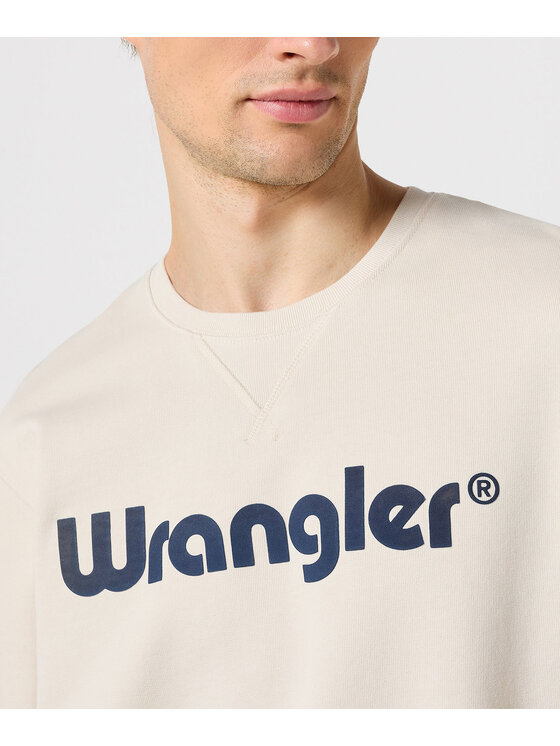 Wrangler Wrangler Bluza LOGO CREW SWEAT Écru Regular Fit
