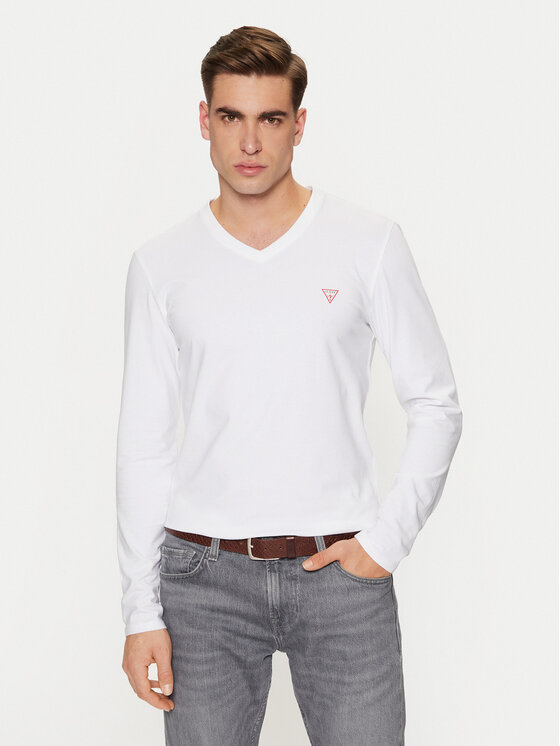Guess S dlhými rukávmi M2YI08 J1314 Biela Slim Fit