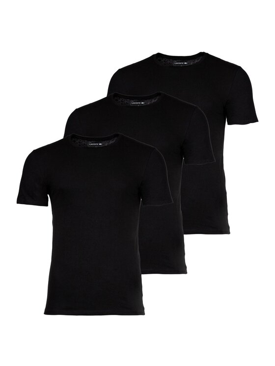 Lacoste Komplet 3 t-shirtów TH9007 Czarny Slim Fit
