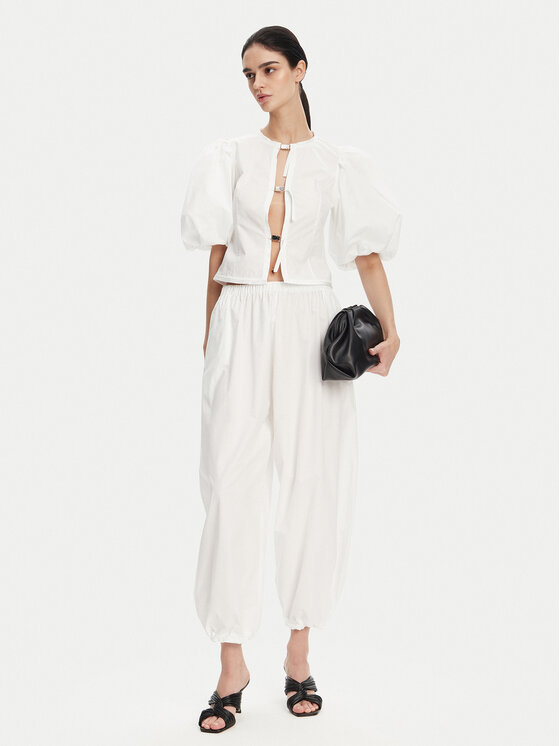 PINKO PINKO Текстилни панталони 105210 A2LD Бял Relaxed Fit