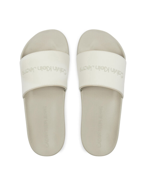 Calvin Klein Jeans Calvin Klein Jeans Pantoletten Slide Instituitional Mtr YW0YW01508 Écru