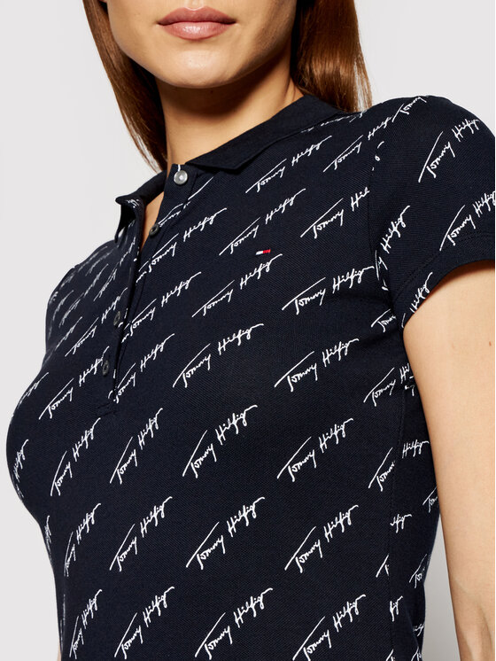 Tommy Hilfiger Tricou polo Printed WW0WW27110 Bleumarin Slim Fit | Modivo.ro