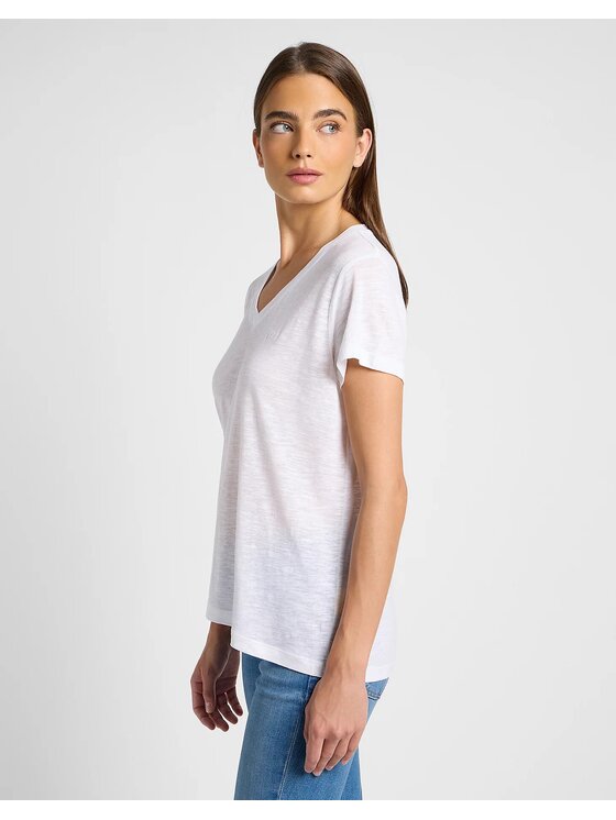 Lee Lee T-Shirt V NECK TEE Biały Regular Fit