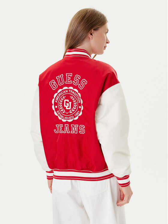 Guess Jeans Guess Jeans Μπόμπερ μπουφάν W5YL15 WHAA2 Κόκκινο Regular Fit