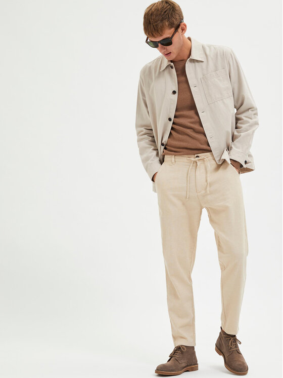 Selected Homme Selected Homme Чино панталони 16087636 Бежов Slim Tapered Fit