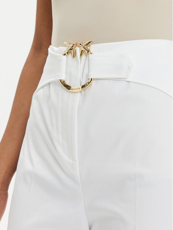 PINKO Pinko Hlače iz tkanine Phanton 102263 A1L2 Bela Regular Fit