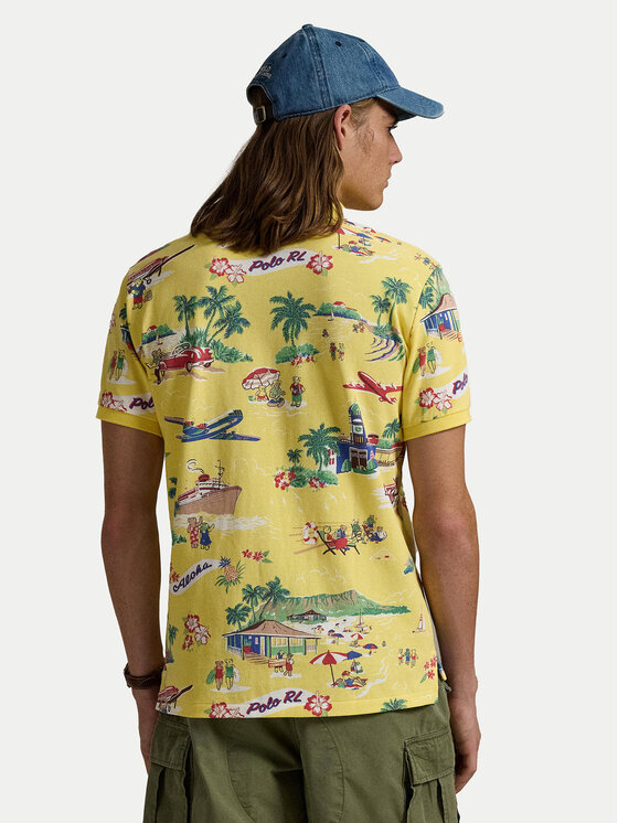Polo Ralph Lauren Polo Ralph Lauren Тениска с яка и копчета 710963485001 Жълт Custom Slim Fit
