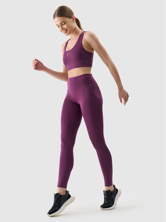 4F 4F Legginsy EMPOWERED BY NATURE Fioletowy Slim Fit