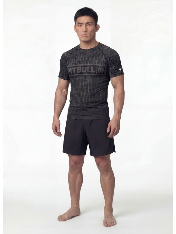 PITBULL PITBULL Koszulka techniczna HEX CAMO HILLTOP Czarny Regular Fit