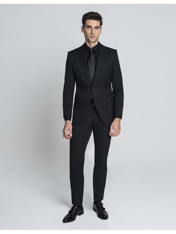 Borgio Borgio Spodnie garniturowe galatro_c_sf Czarny Slim Fit