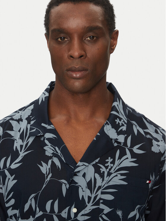 Tommy Hilfiger Tommy Hilfiger Hemd Bowling Shirt Print UM0UM03227 Dunkelblau Regular Fit