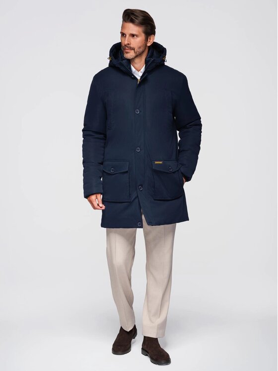 Ombre Ombre Parka OM-JAPJ-0287 Granatowy Regular Fit
