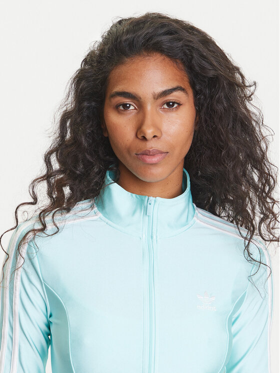 adidas adidas Pulóver adicolor 3-Stripes JC5579 Türkizkék Slim Fit