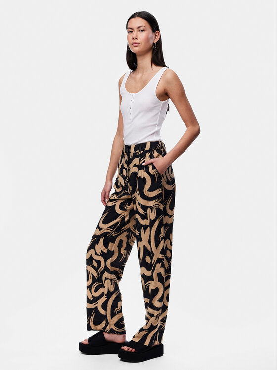 Pieces Pieces Kalhoty z materiálu Merita 17147636 Béžová Regular Fit