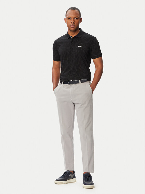 BOSS BOSS Тениска с яка и копчета Swing 50564801 Черен Regular Fit