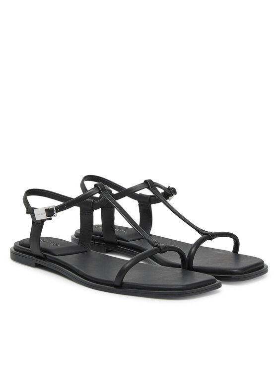 Calvin Klein Calvin Klein Szandál Flat Sandal Squared Buckle Lth HW0HW02556 Fekete