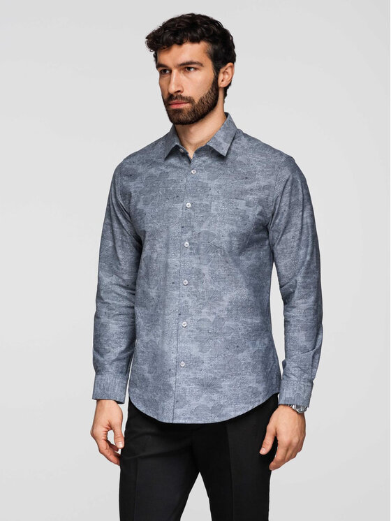 Ombre Ombre Koszula K701 Szary Regular Fit