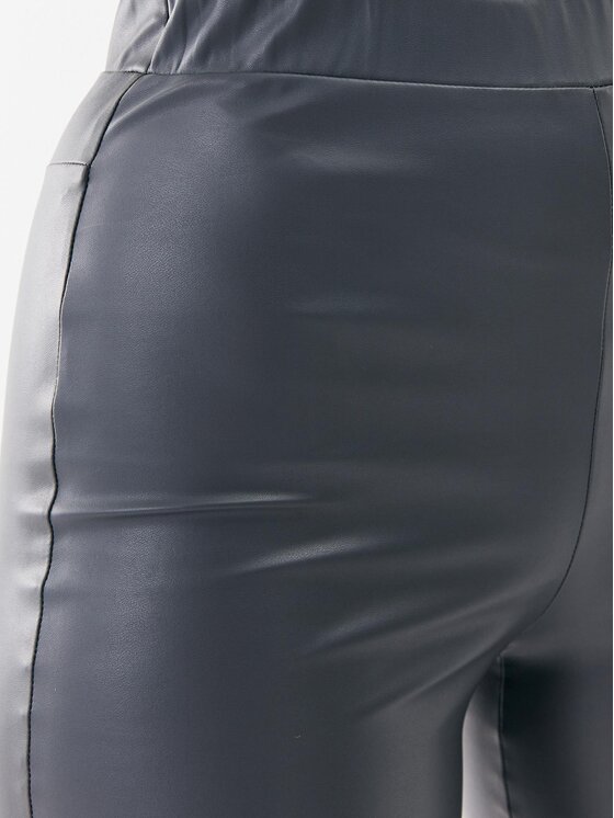 Max Mara Leisure Max Mara Leisure Παντελόνι από απομίμηση δέρματος Zefir 23378601 Γκρι Slim Fit