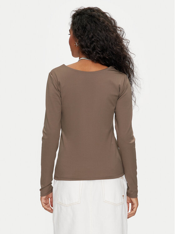 Pieces Pieces Blúzka Neja 17151121 Hnedá Slim Fit