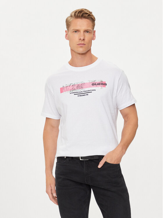 Guess Tricou M4YI03 I3Z14 Alb Regular Fit