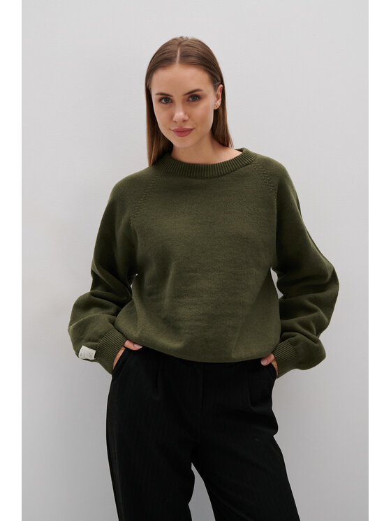 Fobya Fobya Sweter F2063 Zielony Basic Fit