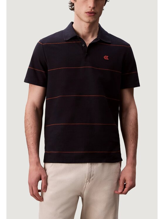 Calvin Klein Jeans Calvin Klein Jeans Polo SS CROSS GRAIN STRIP Μπλε Casual Fit