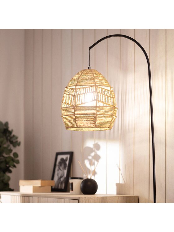 MIAhome MIAhome Lampa pogłogowa z plecionym kloszem Beyavo Brązowy