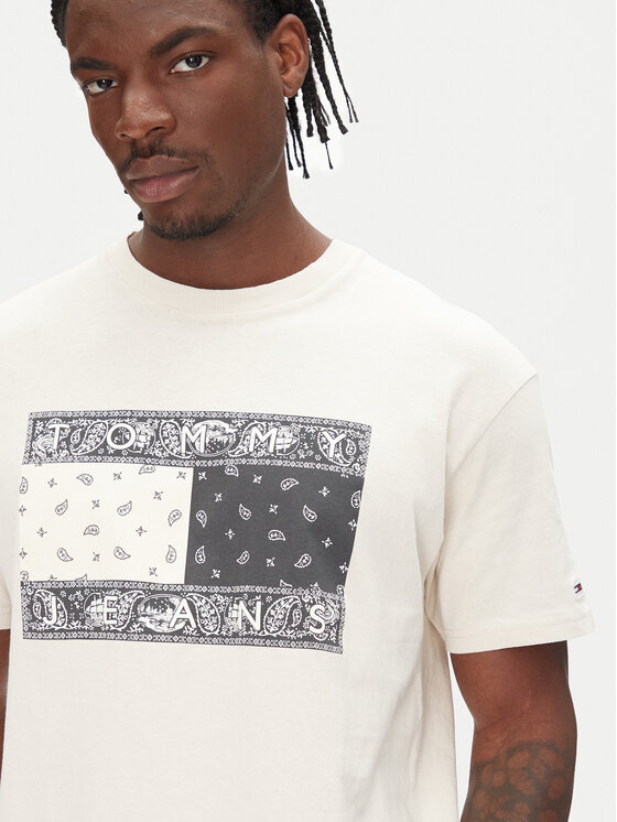 Tommy Jeans Tommy Jeans Tričko Paisley Flag DM0DM20810 Béžová Relaxed Fit