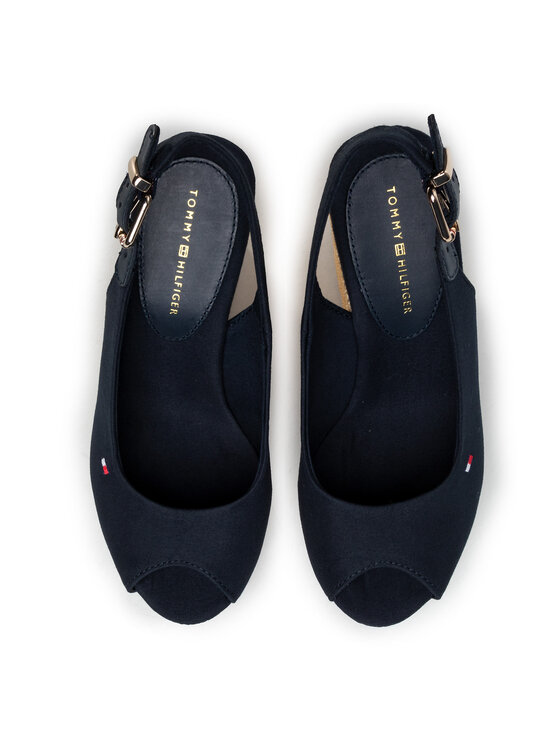 Tommy Hilfiger Tommy Hilfiger Sandale Iconic Elena Sling Back Wedge FW0FW04789 Tamnoplava