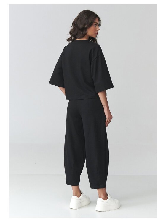 Makadamia Makadamia Dres M916 Czarny Loose Fit