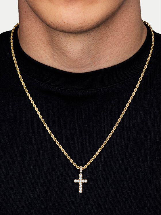 ICED STUFF ICED STUFF Obesek Micro Diamond Cross Zlata