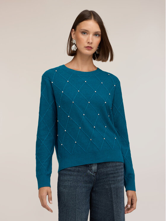 Motivi Motivi Sweter M569W004285N034 Turkusowy Regular Fit