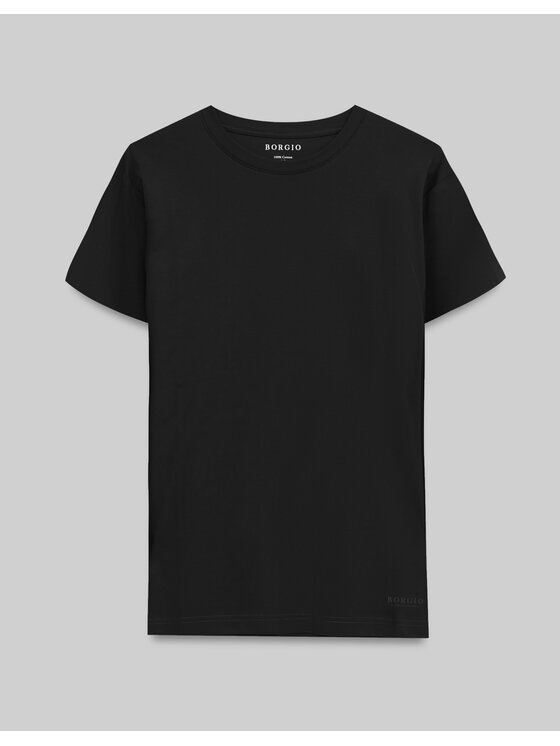 Borgio Borgio T-Shirt Milan_c Czarny Slim Fit