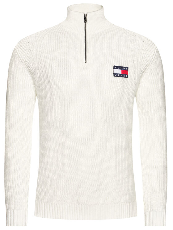 Tommy Jeans Megztinis Tommy Badge DM0DM08809 Balta Regular Fit • Modivo.lt