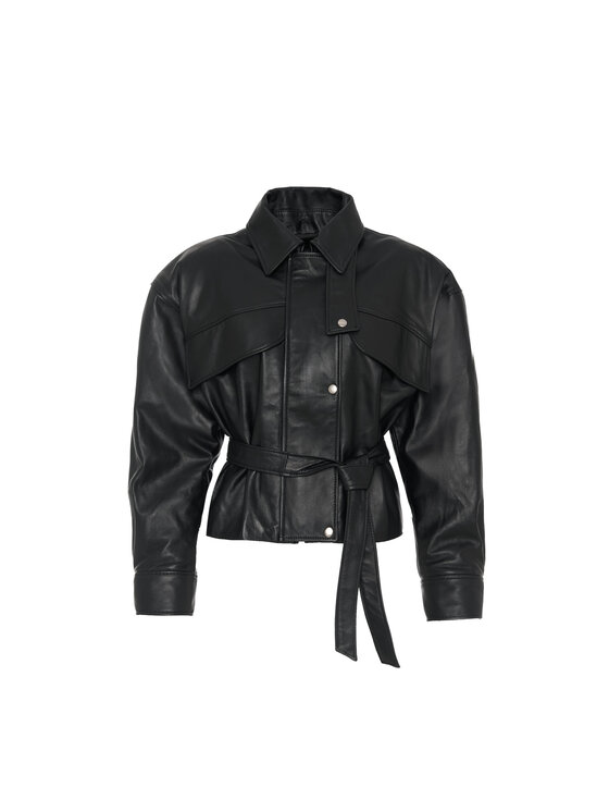 Mimika Mimika Kurtka skórzana Boss Jacket absolute black Czarny Oversize