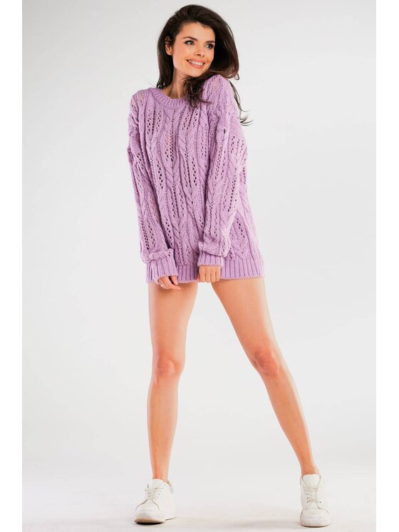 Awama Awama Sweter A444 Fioletowy Basic Fit